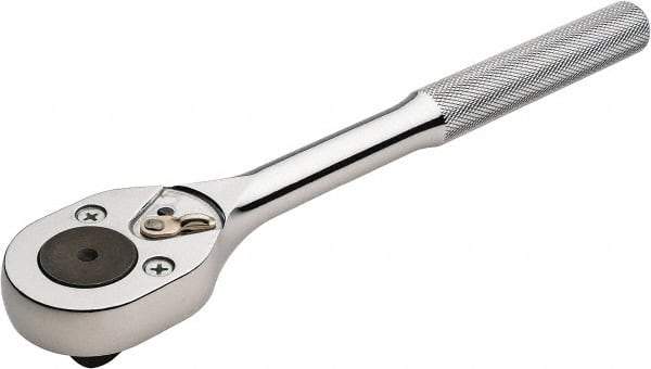 Proto - 1/2" Drive Pear Head Ratchet - Chrome Finish, 10" OAL, 24 Gear Teeth, Standard Knurled Handle, Standard Head - Apex Tool & Supply