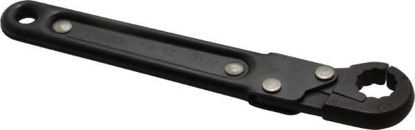 Proto - 7/16", Black Finish, Ratcheting Flare Nut Wrench - 12 Points, 5-7/16" OAL, Steel, Single End Head - Apex Tool & Supply
