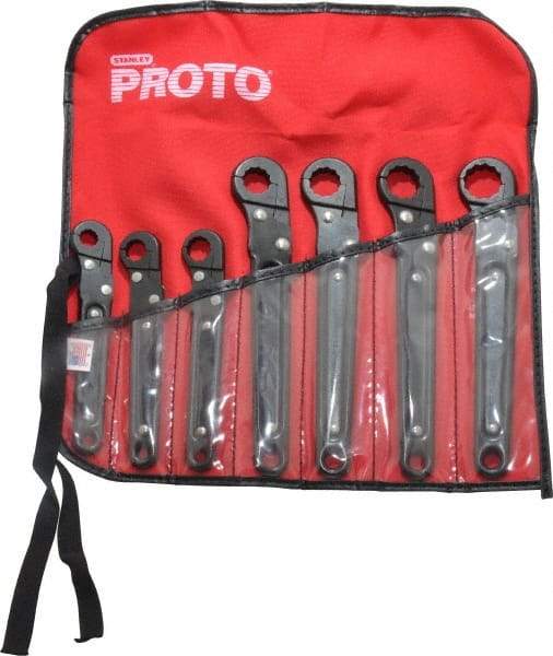 Proto - 7 Piece, 3/8" to 3/4", 12 Point Flare Nut Wrench Set - Inch Measurement Standard, Black Oxide Finish, Comes in Nylon Roll - Apex Tool & Supply