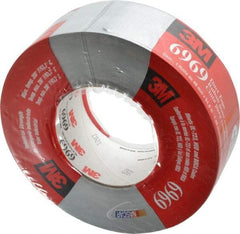 3M - 2" x 55m Silver Duct Tape - 10.7 mil, Rubber Adhesive, Polyethylene Film Backing, 32 Lb/ln Tensile Strength, 200°F Max, Series 6969 - Apex Tool & Supply
