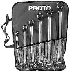 Proto - 6 Piece, 3/8" x 7/16" to 15/16" x 1", 12 Point Box End Wrench Set - Inch Measurement Standard, Satin Finish - Apex Tool & Supply