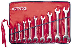Proto - 10 Piece, 1/4" x 5/16" to 1-1/16" x 1-1/8", Open End Wrench Set - Inch Measurement Standard, Satin Finish, Comes in Nylon Roll - Apex Tool & Supply