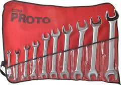 Proto - 10 Piece, 6mm x 7mm to 24mm x 26mm, Open End Wrench Set - Metric Measurement Standard, Satin Finish, Comes in Nylon Roll - Apex Tool & Supply