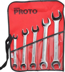 Proto - 5 Piece, 3/8" x 7/16" to 13/16" x 7/8", Open End Wrench Set - Inch Measurement Standard, Satin Finish, Comes in Nylon Roll - Apex Tool & Supply