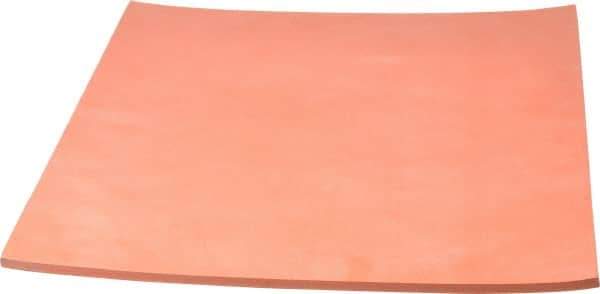 Made in USA - 12" Long, 12" Wide, 1/4" Thick, Silicone Rubber Foam Sheet - 45 to 55 Durometer, Orange-Red, -60 to 600°F, 650 psi Tensile Strength, Plain Backing, Stock Length - Apex Tool & Supply