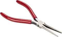 Proto - 6-5/32" OAL, 2-5/32" Jaw Length x 1/2" Jaw Width, Long Nose Needle Nose Pliers - Serrated Jaw, Long Extra Thin Head, Plastisol Handles - Apex Tool & Supply