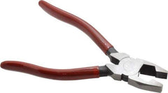 Proto - 6-3/16" OAL, 1-3/32" Jaw Length x 29/32" Jaw Width, Linesman's Pliers - Serrated Pipe Jaw, New England Style Head, Plastisol Handles - Apex Tool & Supply