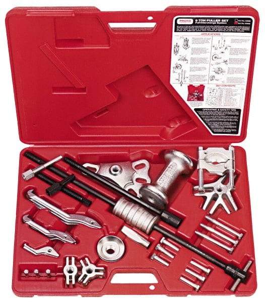 Proto - 22 Piece, 6 Ton Capacity, 7" Spread, Standard Puller Set - 8 Jaws, 6" Reach - Apex Tool & Supply