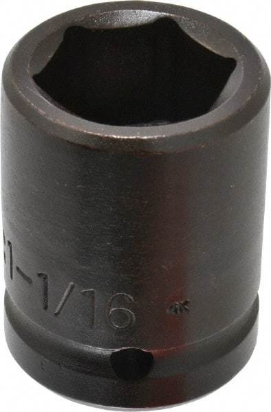 Proto - 3/4" Drive 1-1/16" Standard Impact Socket - 6 Points, 2-1/16" OAL - Apex Tool & Supply
