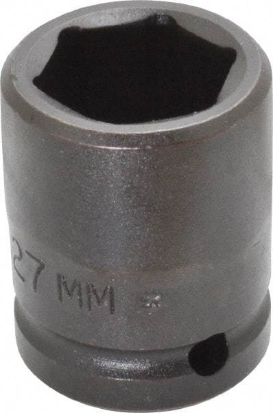 Proto - 3/4" Drive 27mm Standard Impact Socket - 6 Points, 2-3/64" OAL - Apex Tool & Supply