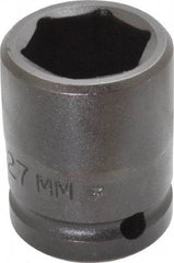 Proto - 3/4" Drive 27mm Standard Impact Socket - 6 Points, 2-3/64" OAL - Apex Tool & Supply