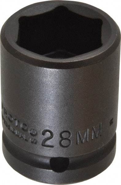 Proto - 3/4" Drive 28mm Standard Impact Socket - 6 Points, 2-3/64" OAL - Apex Tool & Supply