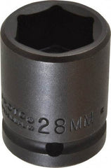 Proto - 3/4" Drive 28mm Standard Impact Socket - 6 Points, 2-3/64" OAL - Apex Tool & Supply