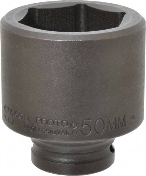 Proto - 3/4" Drive 50mm Standard Impact Socket - 6 Points, 3-7/64" OAL - Apex Tool & Supply