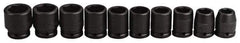 Proto - 10 Piece 3/4" Drive Impact Socket Set - 6 Points, 3/4" to 1-5/16" Range, Inch Measurement Standard - Apex Tool & Supply