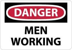 NMC - "Danger - Men Working", 10" Long x 14" Wide, Aluminum Safety Sign - Rectangle, 0.04" Thick, Use for Accident Prevention - Apex Tool & Supply