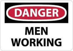 NMC - "Danger - Men Working", 10" Long x 14" Wide, Aluminum Safety Sign - Rectangle, 0.04" Thick, Use for Accident Prevention - Apex Tool & Supply