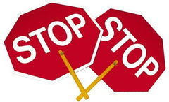NMC - "Stop", 18" Wide x 18" High, Plastic Stop & Yield Signs - Black on Orange, White on Red, Octagon, Handheld Mount - Apex Tool & Supply