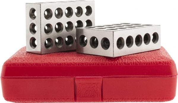 SPI - 0.0001 Squareness Per Inch, Hardened Steel, 1-2-3 Block with 23 Hole Setup Block - 3/8 - 16 Inch Tapped Hole Size, 55-60 Rc Hardness, Sold As Matched Pair - Apex Tool & Supply