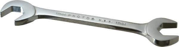Proto - 17mm Standard Open End Wrench - 6-1/2" OAL, Double End, Chrome Finish, 15° & 60° Head Angle - Apex Tool & Supply