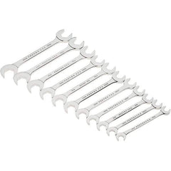 Proto - 11 Piece, 9mm to 19mm, Open End Wrench Set - Metric Measurement Standard, Full Polish Finish, Comes in Canvas Roll - Apex Tool & Supply