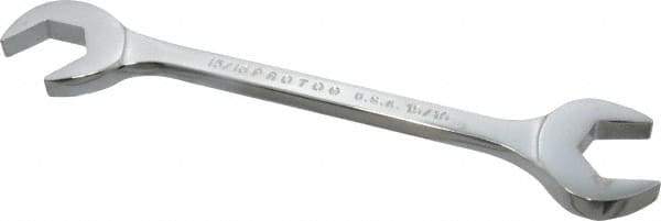 Proto - 15/16" Standard Open End Wrench - 8-3/4" OAL, Double End, Chrome Finish, 15° & 60° Head Angle - Apex Tool & Supply