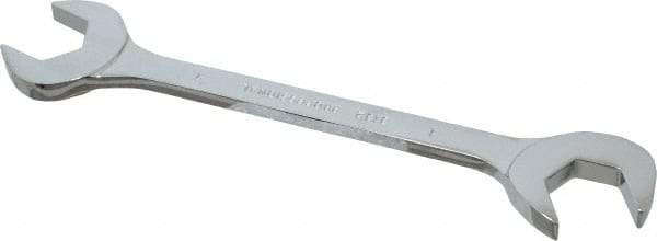 Proto - 1" Standard Open End Wrench - 9-1/2" OAL, Double End, Chrome Finish, 15° & 60° Head Angle - Apex Tool & Supply