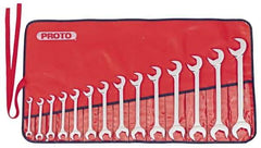 Proto - 14 Piece, 3/8" to 1-1/4", Open End Wrench Set - Inch Measurement Standard, Full Polish Finish, Comes in Nylon Roll - Apex Tool & Supply