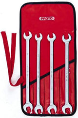 Proto - 4 Piece, 7/16" x 1/2" to 9/16" x 5/8", Open End Wrench Set - Inch Measurement Standard, Chrome Finish, Comes in Nylon Roll - Apex Tool & Supply
