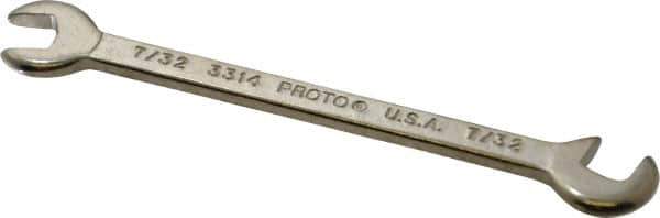 Proto - 7/32" Stubby Open End Wrench - 3" OAL, Double End, Satin Finish, 15° & 75° Head Angle - Apex Tool & Supply