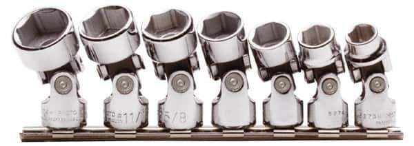 Proto - 7 Piece 3/8" Drive Standard Socket Set - 6 Points, 3/8 to 3/4", Inch Measurement Standard - Apex Tool & Supply