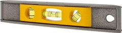 Stanley - Magnetic 9" Long 3 Vial Torpedo Level - Aluminum, Silver/Yellow, 1 45°, 1 Level & 1 Plumb Vials - Apex Tool & Supply