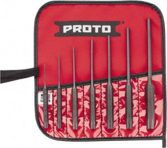 Proto - 7 Piece, 1/16 to 1/4", Pin Punch Set - Round Shank, Comes in Pouch - Apex Tool & Supply