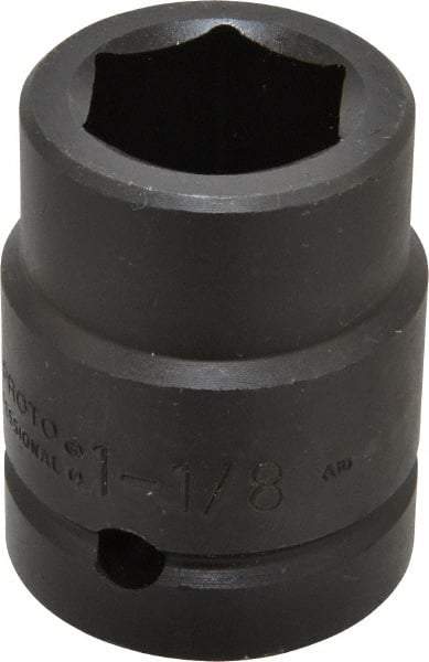 Proto - 1" Drive 1-1/8" Standard Impact Socket - 6 Points, 2-5/8" OAL - Apex Tool & Supply