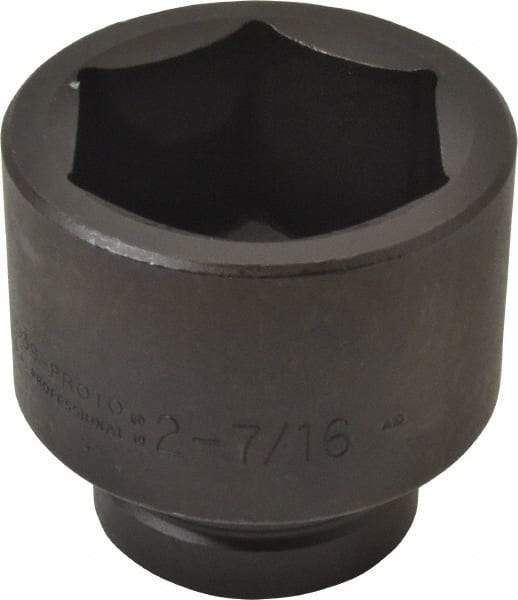Proto - 1" Drive 2-7/16" Standard Impact Socket - 6 Points, 3-25/64" OAL - Apex Tool & Supply