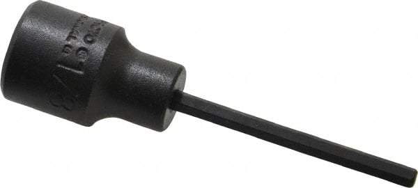 Proto - 3/8" Drive, 1/8" Impact Hex Bit Socket - 1-5/8" Bit Length, 2-23/32" OAL - Apex Tool & Supply