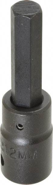 Proto - 1/2" Drive, 12mm Impact Hex Bit Socket - 3-1/4" OAL - Apex Tool & Supply