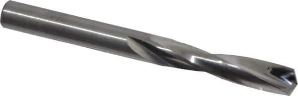 Atrax - 15/64" 135° Spiral Flute Solid Carbide Screw Machine Drill Bit - Bright Finish, Right Hand Cut, 1-5/16" Flute Length, 2-7/16" OAL, Split Point, Straight Shank - Apex Tool & Supply