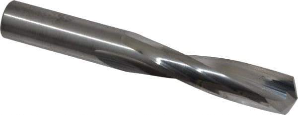 Atrax - 25/64" 135° Spiral Flute Solid Carbide Screw Machine Drill Bit - Bright Finish, Right Hand Cut, 1-7/8" Flute Length, 3-1/4" OAL, Split Point, Straight Shank - Apex Tool & Supply