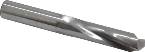 Atrax - 15/32" 135° Spiral Flute Solid Carbide Screw Machine Drill Bit - Bright Finish, Right Hand Cut, 2-1/8" Flute Length, 3-5/8" OAL, Split Point, Straight Shank - Apex Tool & Supply