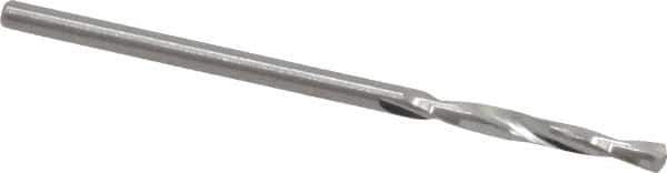 Atrax - #48 135° Spiral Flute Solid Carbide Screw Machine Drill Bit - Bright Finish, Right Hand Cut, 11/16" Flute Length, 1-11/16" OAL, Split Point, Straight Shank - Apex Tool & Supply