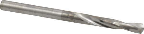 Atrax - 0.1575" 135° Spiral Flute Solid Carbide Screw Machine Drill Bit - Bright Finish, Right Hand Cut, 1-1/16" Flute Length, 2-1/8" OAL, Split Point, Straight Shank - Apex Tool & Supply