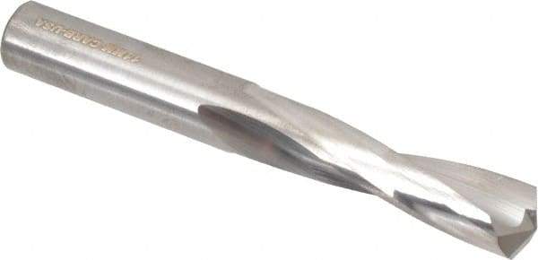 Atrax - 11mm 135° Spiral Flute Solid Carbide Screw Machine Drill Bit - Bright Finish, Right Hand Cut, 2" Flute Length, 3-3/8" OAL, Split Point, Straight Shank - Apex Tool & Supply