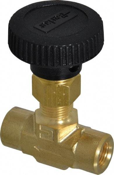Parker - 3,000 Max psi, 1/8" Pipe, Brass, Inline Instrumentation Needle Valve - FNPT x FNPT End Connections - Apex Tool & Supply