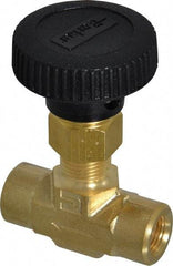 Parker - 3,000 Max psi, 1/8" Pipe, Brass, Inline Instrumentation Needle Valve - FNPT x FNPT End Connections - Apex Tool & Supply