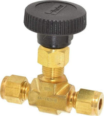 Parker - 3,000 Max psi, 1/4" Pipe, Brass, Inline Instrumentation Needle Valve - Apex Tool & Supply