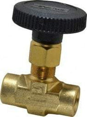 Parker - 3,000 Max psi, 1/4" Pipe, Brass, Inline Instrumentation Needle Valve - FNPT x FNPT End Connections - Apex Tool & Supply