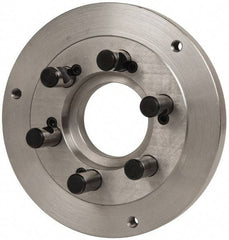Buck Chuck Company - Adapter Back Plate for 10" Diam Self Centering Lathe Chucks - D1-6 Mount, 3-1/4" Through Hole Diam, 7.858mm ID, 10" OD, 0.985" Flange Height, Steel - Apex Tool & Supply