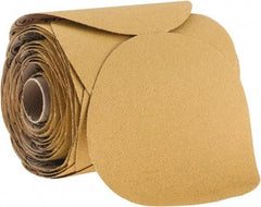 3M - 5" Diam, 80 Grit Aluminum Oxide Adhesive PSA Disc - Medium Grade, Gold, Polyester Backing, Flexible, Use with Random Orbital Sanders - Apex Tool & Supply