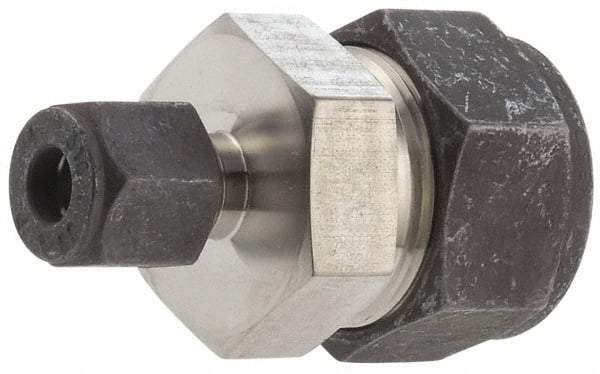 Parker - 1/8 x 1/16" OD, Stainless Steel Union - 7/16" Hex, Comp x Comp Ends - Apex Tool & Supply